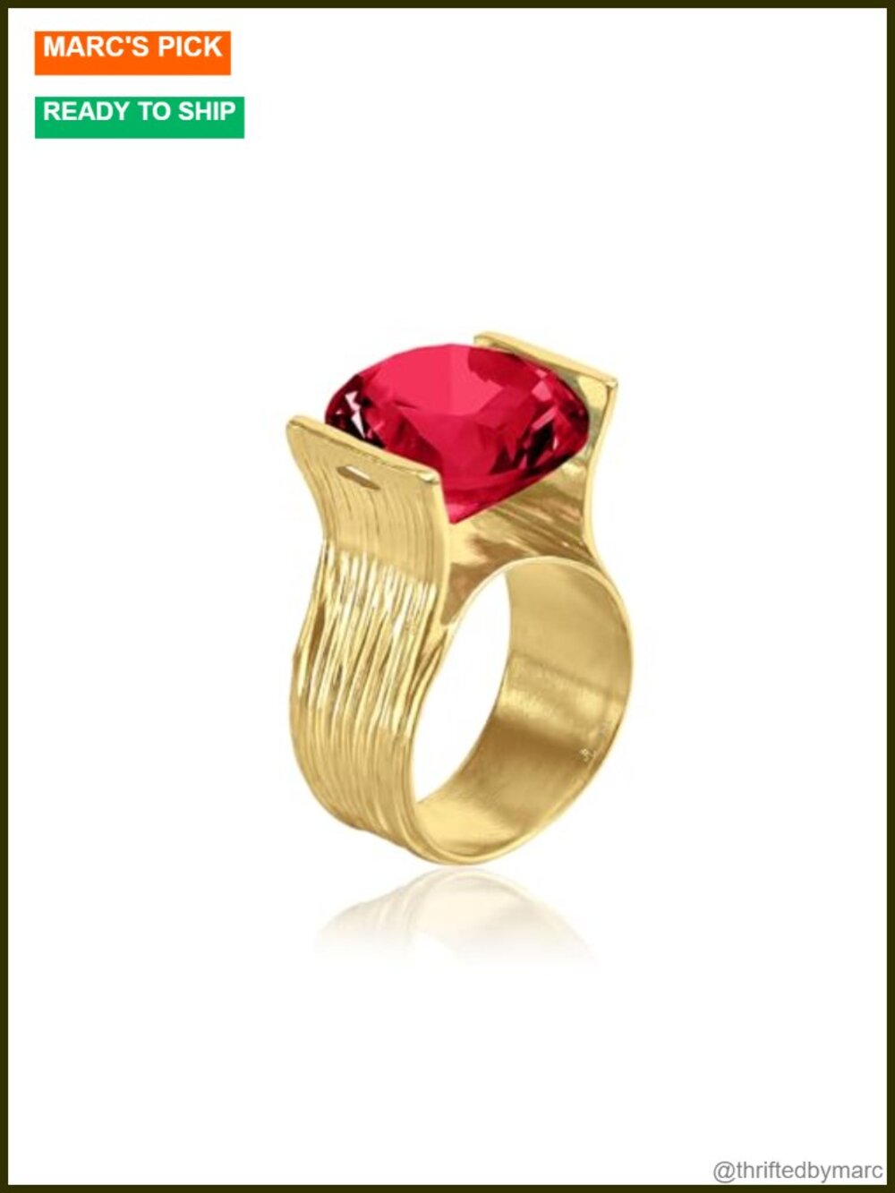 14K Gold Plated Sterling Silver Statement Ring 11.75 TCW Cubic Zirconia Pave